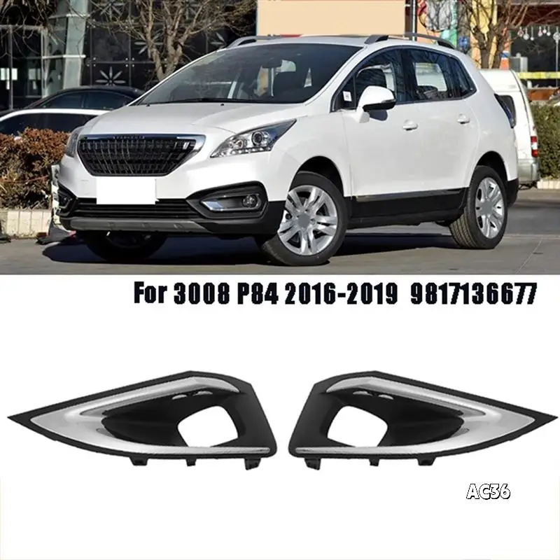 

Car Front Fog Lamp Cover Frame Decorative For 3008 P84 2016-2019 1806095X 1806096X 9817136677 9817136777