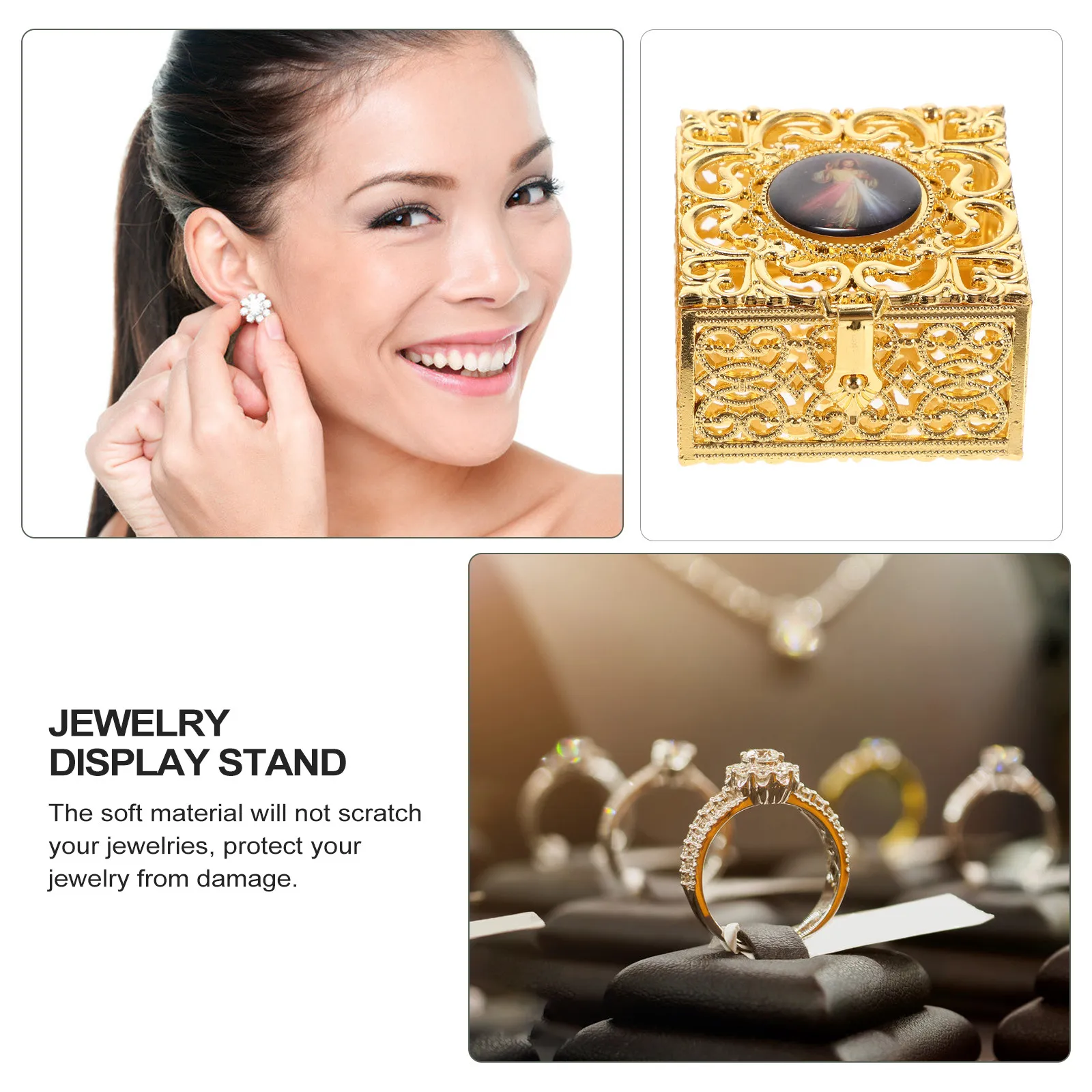 

2Pcs Zinc Alloy Jewelry Case Box Functional Compact Organizer for Necklaces Rings Earrings Bracelets Home Office Decor