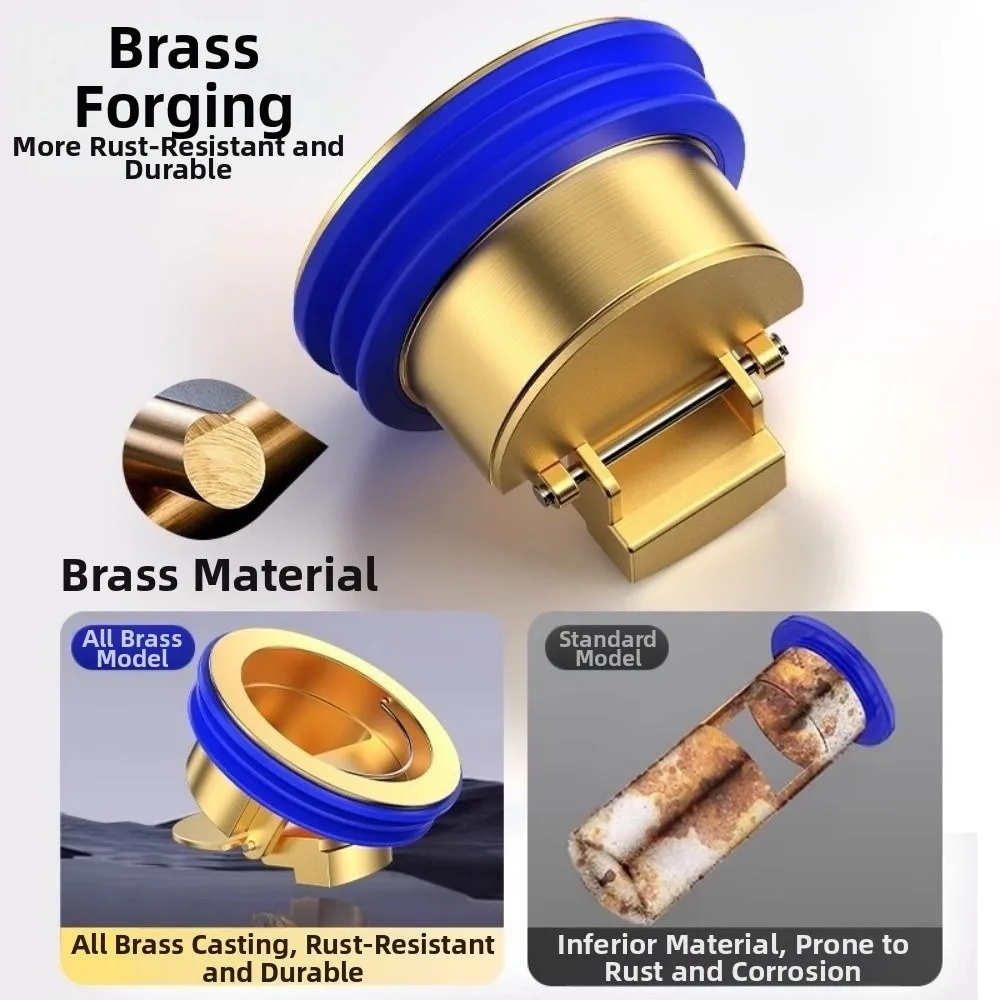 Automatic Brass Floor Drain Core Anti-backflow Anti-insect Water Stop Valve Quick Draining Universal Fit Drainage Plug Bathroom