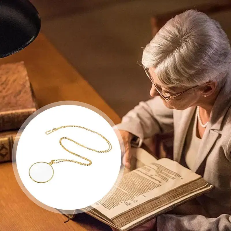 Magnifier Necklace 5X Magnifier Magnifying Glass Optical Magnifying Reader Fashion Pocket Magnifier For Reading Jewelry