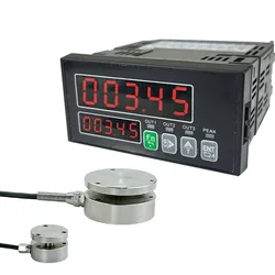 25mm Planar Load Cell + Weighing Indicator, Micro Weighing Sensor & Digital Display Acquisition Instrument Alarm Force Meter