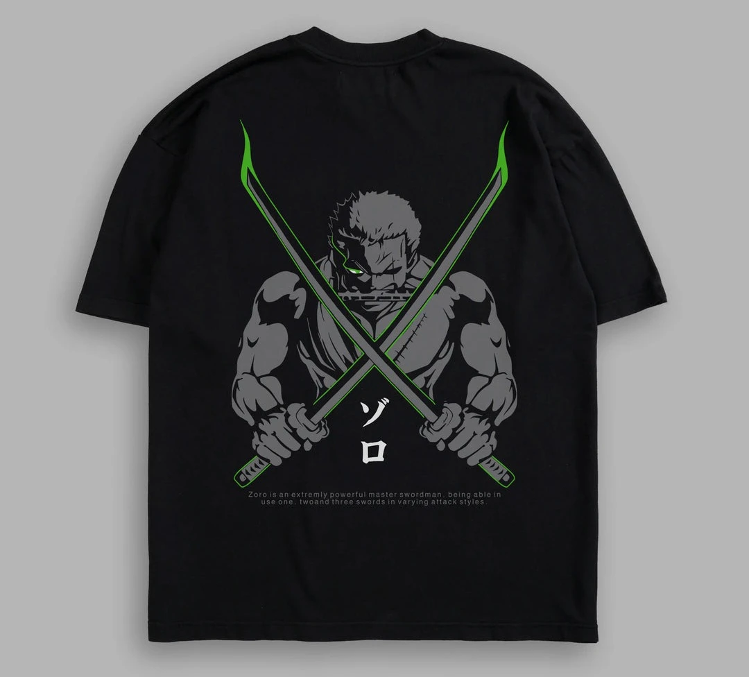 One Piece T-Shirt Men Roronoa Zoro Three Sword Style Anime Graphic Short Sleeve Oversized Streetwear Loose Fit Anime Fan Tee
