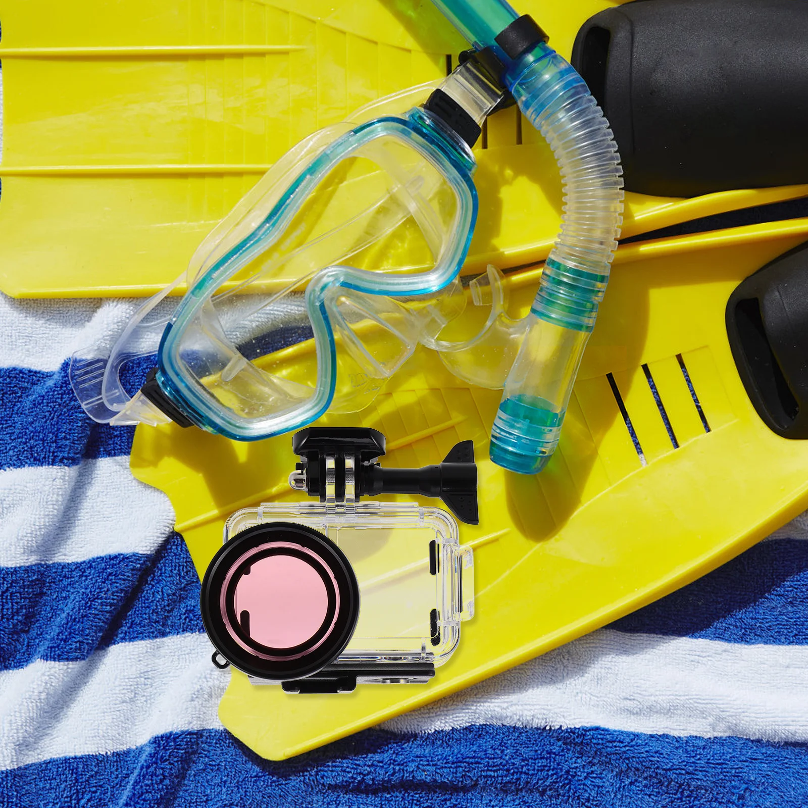 

Camera Protective Waterproof Housing Case with Dual Cold Shoe Mounts Sturdy Clear Shell for Photography