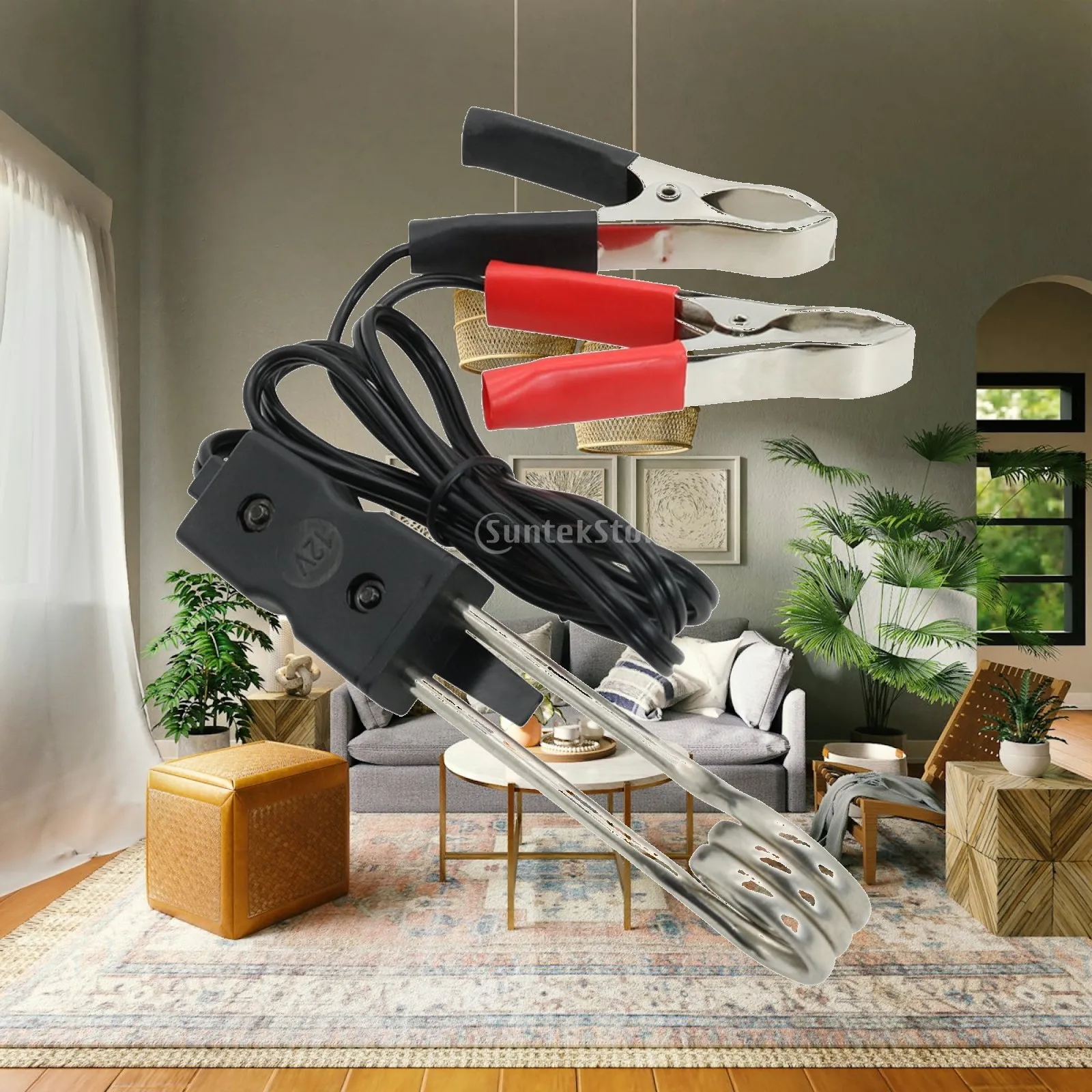 Immersion Heater 125-160W Immersion Heater with Battery Alligator Clips Cylindrical Heating Heating Component Electric