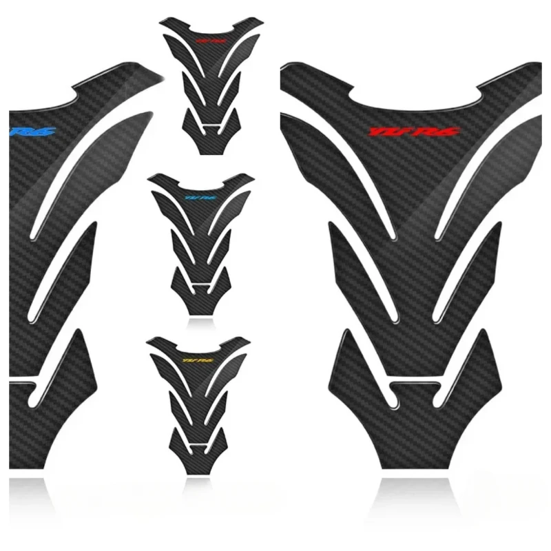 3D Carbon Fiber Motorcycle Fuel Tank Pad Cover Protector Decal Stickers For  YZF R6 YZFR6