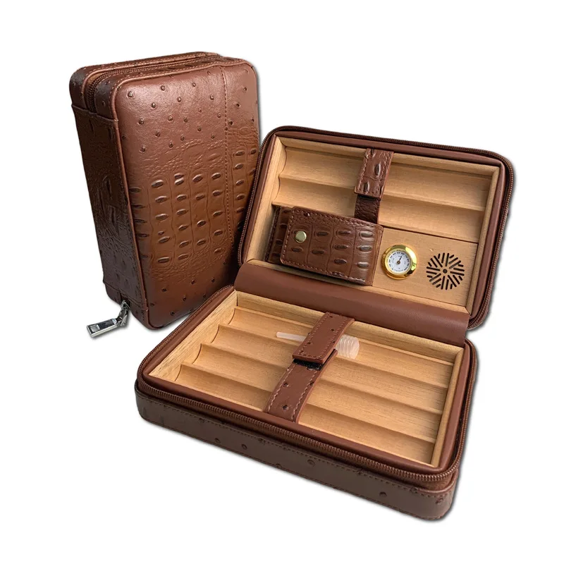 

Коробка для хьюмидора для сигар из кедрового дерева с увлажнителем и гигрометром, коробка для увлажнителя сигар, вмещает 6 сигар, дорожный футляр для сигар с подарочной коробкой