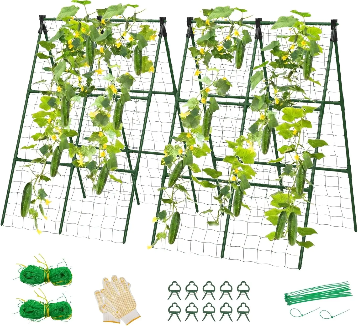 

Комплект из 2 штук: Опоры для огурцов 34x48 дюймов, садовые решетки для вьющихся растений на открытом воздухе, А-образные опоры для овощей для приподнятых грядок