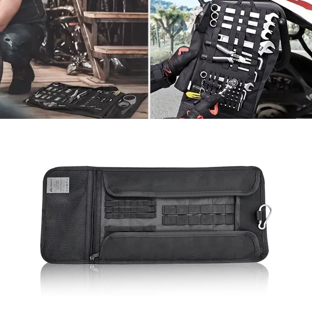 

Сумка для инструментов для мотоцикла, набор инструментов в рулоне, седельная сумка, портативный ремонтный комплект, сумка для хранения, универсальная боковая сумка для инструментов большой емкости