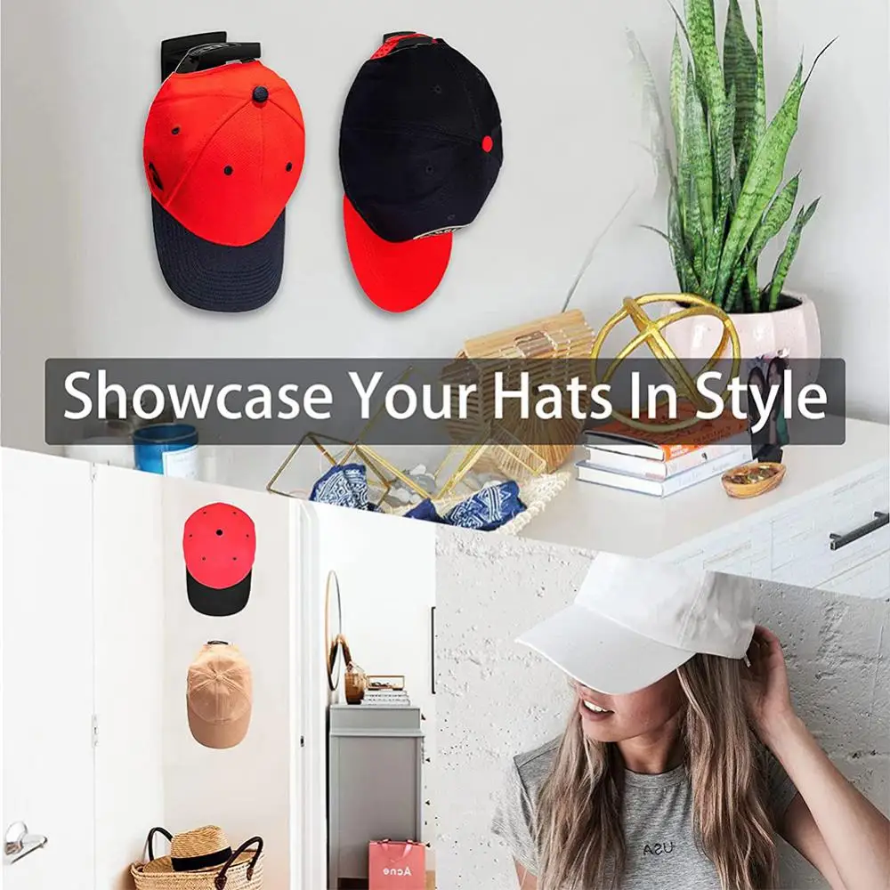 4-10pcs Adhesive Hat Racks for Wall Minimalist Baseball Caps Hooks Organizer Design Cap Capers Holder Wall Mount for Door Closet