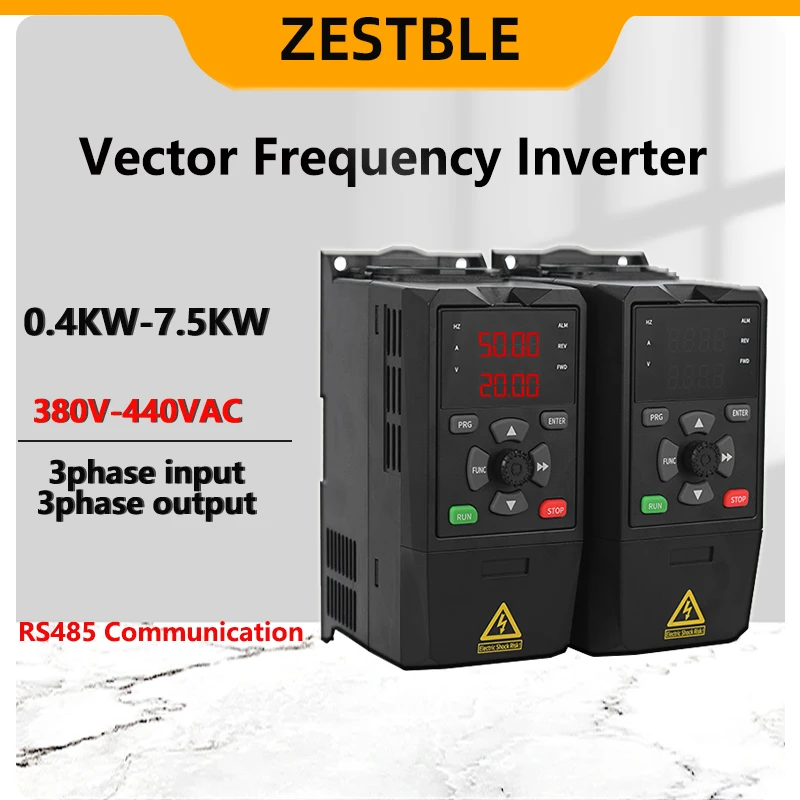 

RS485 VFD 380VAC 3Phase Variable Frequency Inverter 0.75/1.5/2.2/3/4/5.5/7KW Converter Variator Drive for Motor Pump Speed