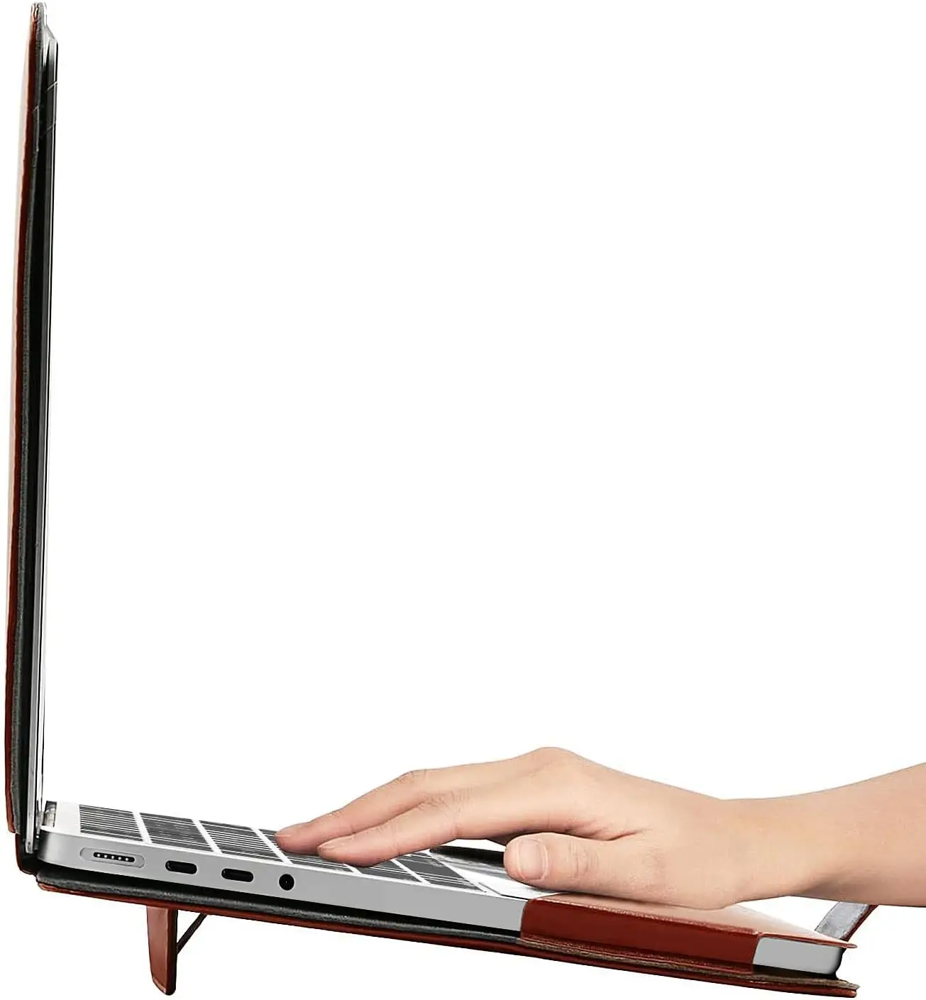 Imagem -04 - Capa de Laptop de Couro pu para Macbook Pro Manga com Suporte Tampa do Notebook 14 m3 A2918 A2992 m2 A2779 m1 A2442 2024