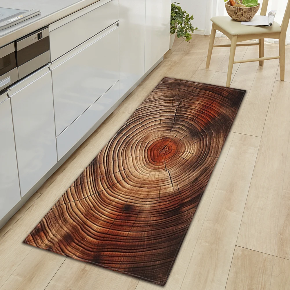 Entrance Doormat Kitchen Mat Hallway Non-Slip Foot Rug House Floor Bath Bedroom Balcony Living Room Decoration Carpet Wood Grain