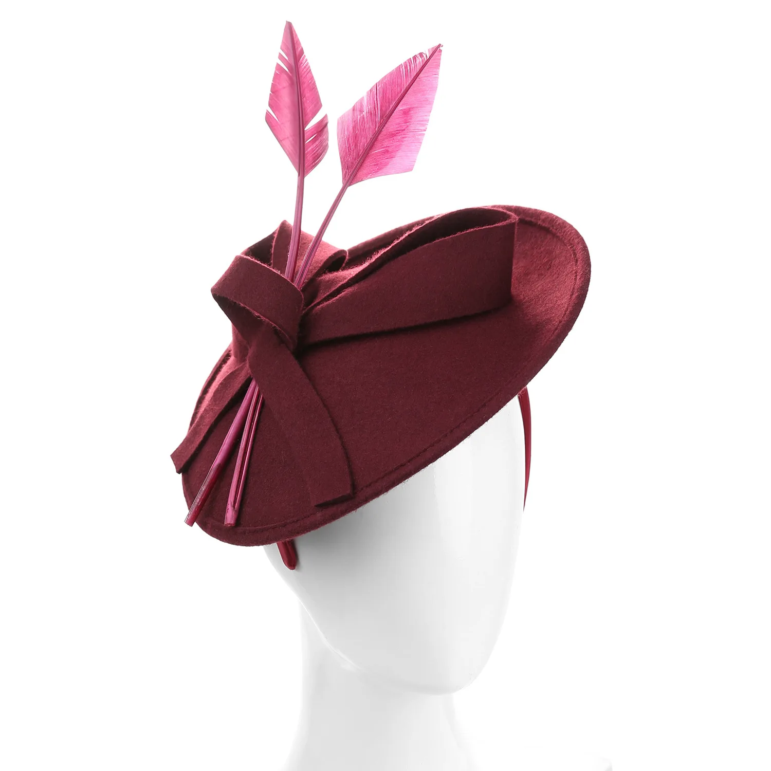 Bruids Bruiloft Fascinator Hoed, Cocktail Tea Party Veer Strik Hoge Hoed Met Hoofdband Clip Voor Vrouwen Kentucky Derby