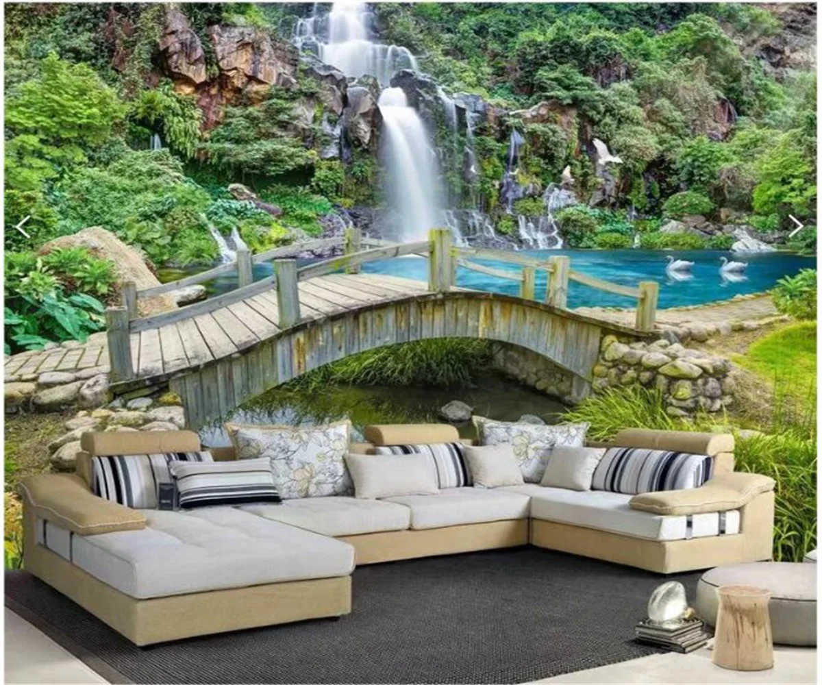 Customize any size wallpaper Nature landscape bridge water bridge wood photo mural background wall wallpaper for walls 3 d