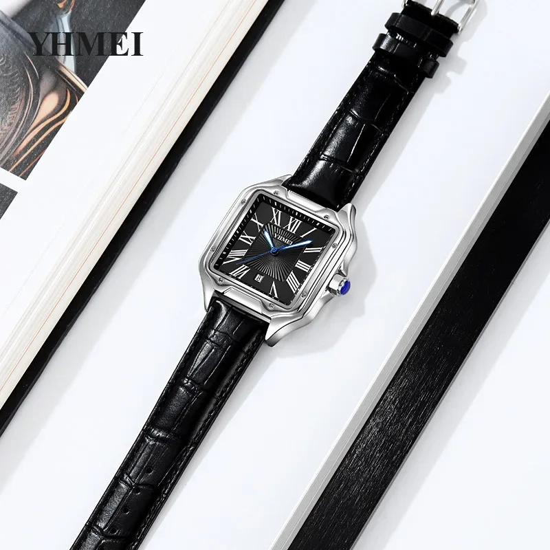 Square Rectangle Watch for Men Women Couple Classic Luxury Reloj Roman Numerals Quartz Wristwatch Male Man Unisex Ladies Clock