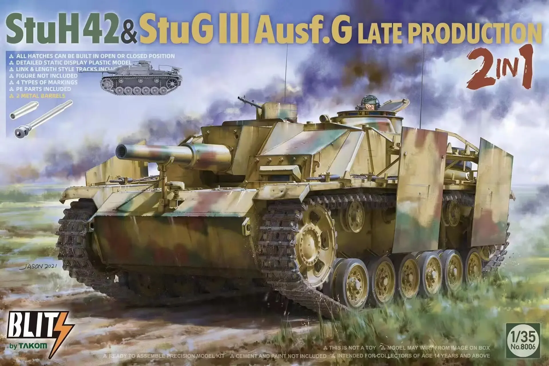 TAKOM 8006 1/35 StuH42 & StuG.III Ausf.G Late Production 2 in 1 Assemble Tank Model Kit