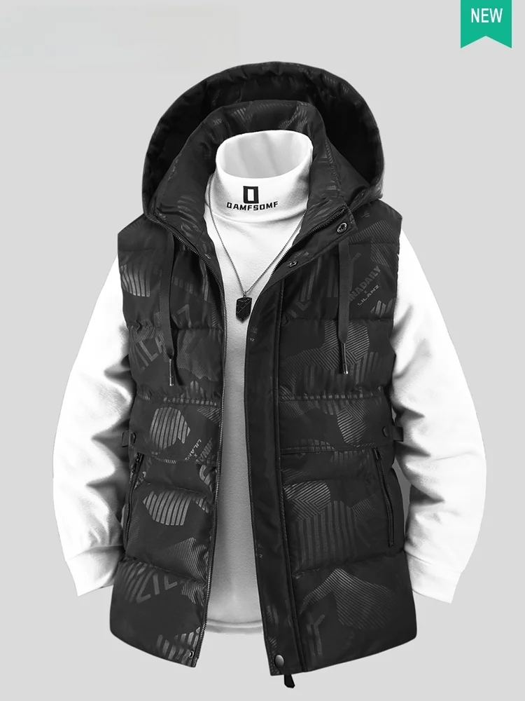 

Мужской утепленный хлопковый пуховый жилет с камуфляжным принтом для активного отдыха, осенне-зимняя новинка, модный спортивный дизайн с молнией, повседневная куртка