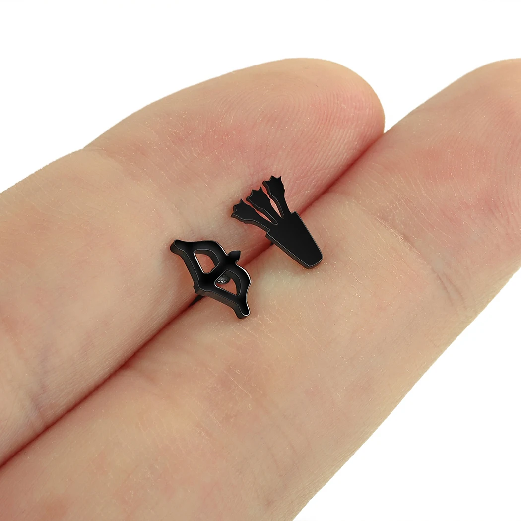 Kinitial Laser Engraved Fashion Stainless Steel Earrings Bow and Arrow Archer Study Earrings Anniversary Gift