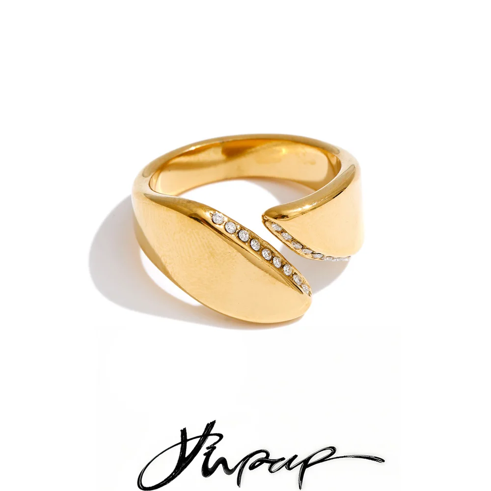 Yhpup Size 6 Stainless Steel Smooth Metal Zirconia Casting Ring Wholesale Popular Chic High Quality Jewelry Accessories