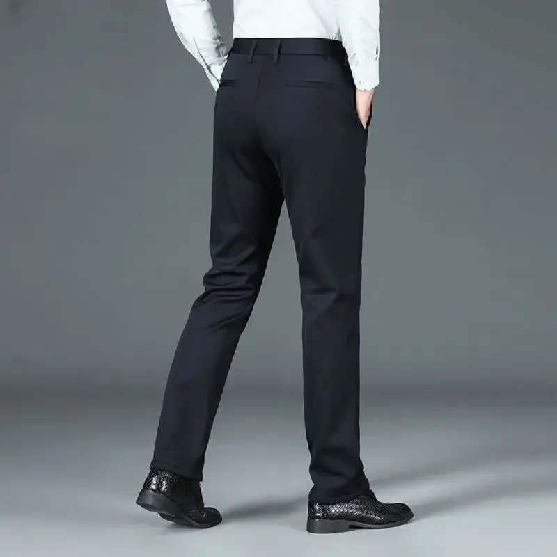 Western Trousers Spring Autumn Loose Fitting Straight Tube Casual Non Ironing Wrinkle Resistant Slim Fashion Men's Pants