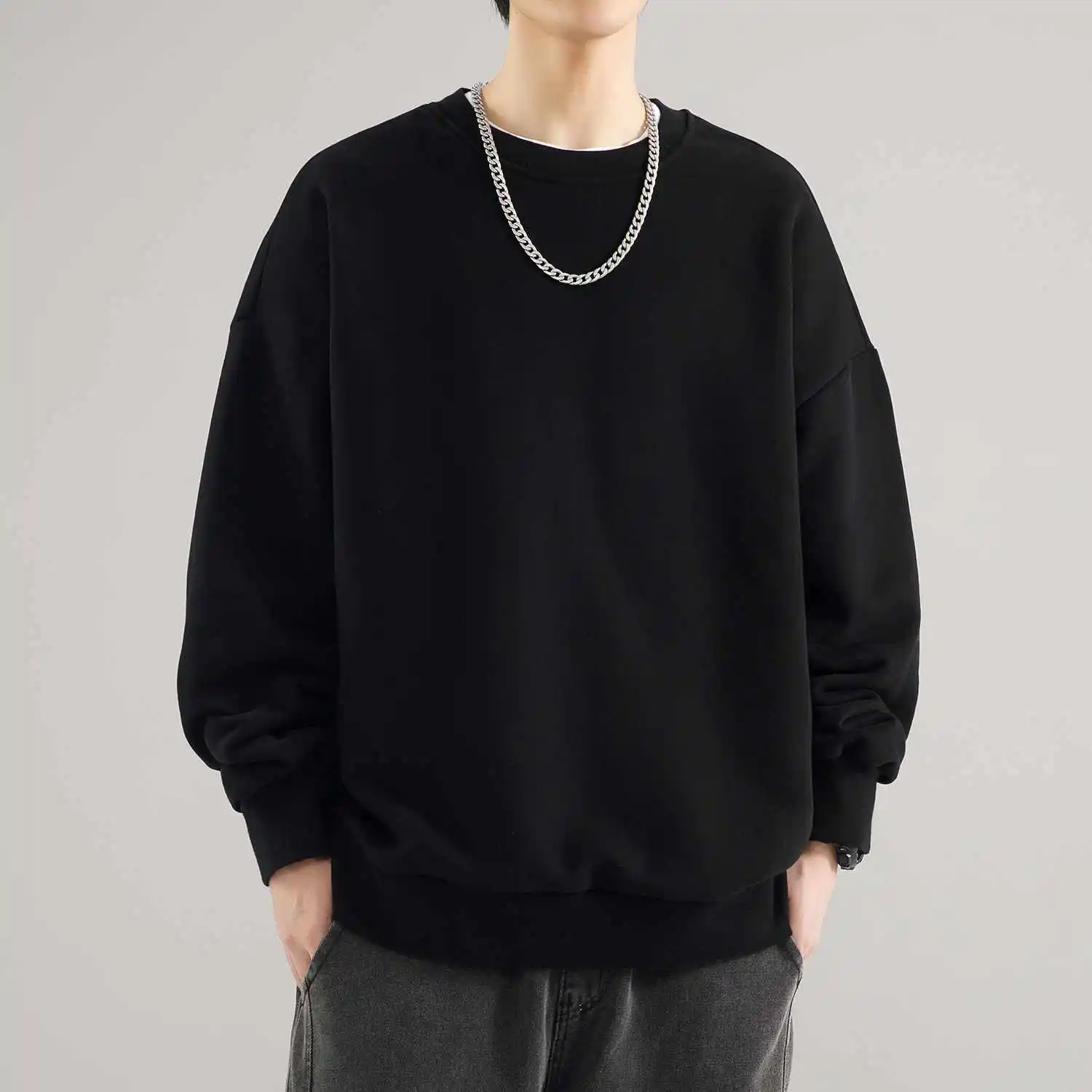 

Мужские футболки 2024, весенняя повседневная однотонная хлопковая футболка Y2k, спортивные топы, высококачественная футболка большого размера с длинными рукавами для пар