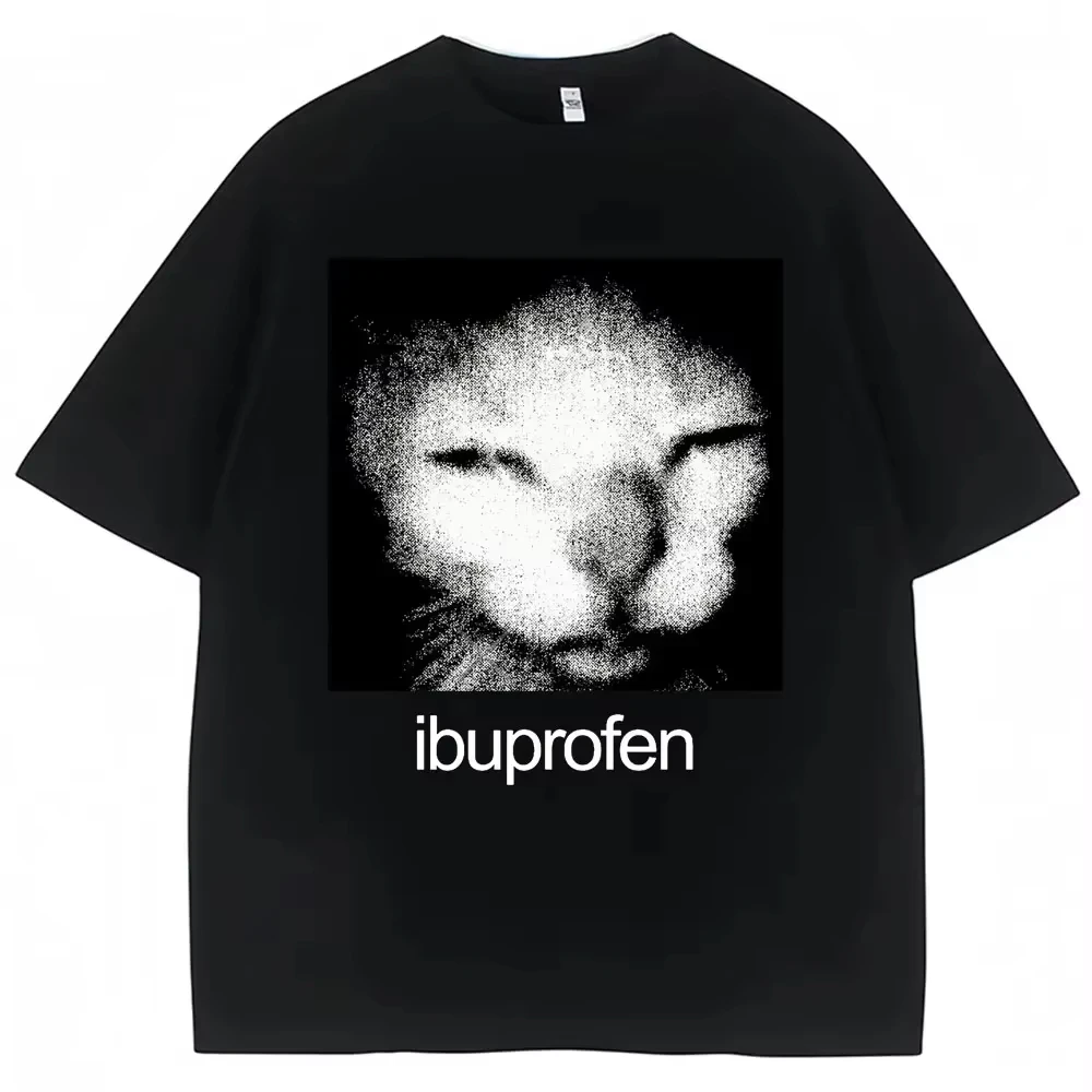 2026 Vintage Funny Ibuprofen Cat Meme Graphic T Shirt Women Humor Fashion T Shirts Oversized Casual Streetwear T-shirts Y2K top