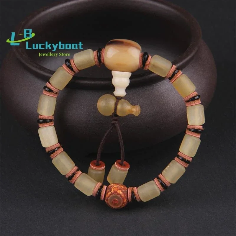 Tibetan High Goat Horn Bracelet Style Jewelry Wholesale New Bucket Beads Bracelet Bead Jewelry Retro Natural Women