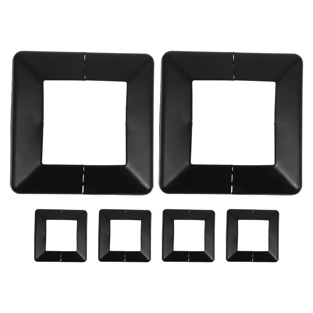 

6pcs Deck Post Covers Split Style Plastic Post Base Cover - 8x8cm Black Decorative Fence Skirt For Porch Deck Stairs And Railing