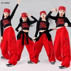Hip Hop Girls K-pop Crop Top Cargo Pants Children Street Dance Cardigan Kids Streetwear Costumes Girl Group Jazz Clothes Sets