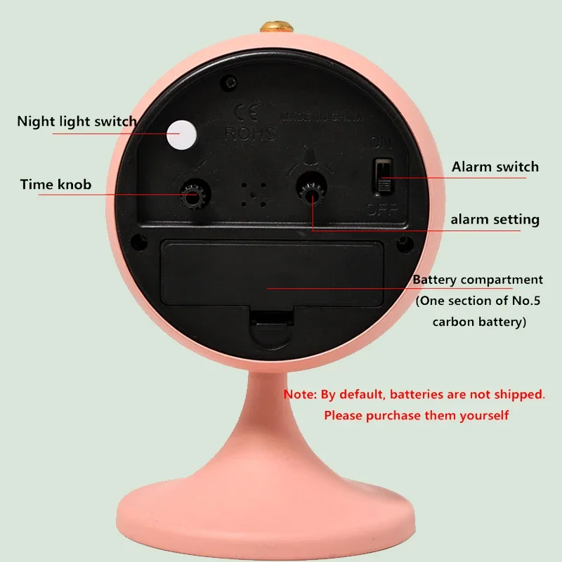 1pc Simple Decorative Metal Frosting Process Alarm Clock Desktop Bedside Clock Light Luxury Luminous Pointer Clock (Without Batt