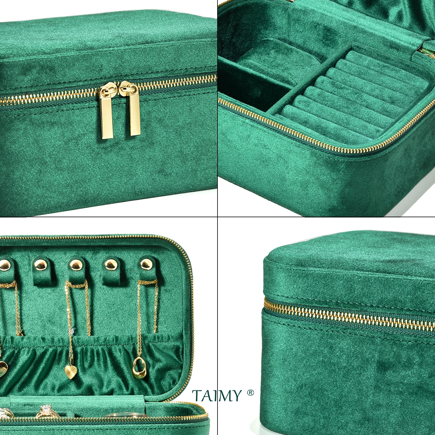 Imagem -04 - Bigger Travel Portable Jewelry Box Organizador de Jóias de Camurça Organizador Multifuncional para Anel e Brinco Logotipo Personalizado Atacado