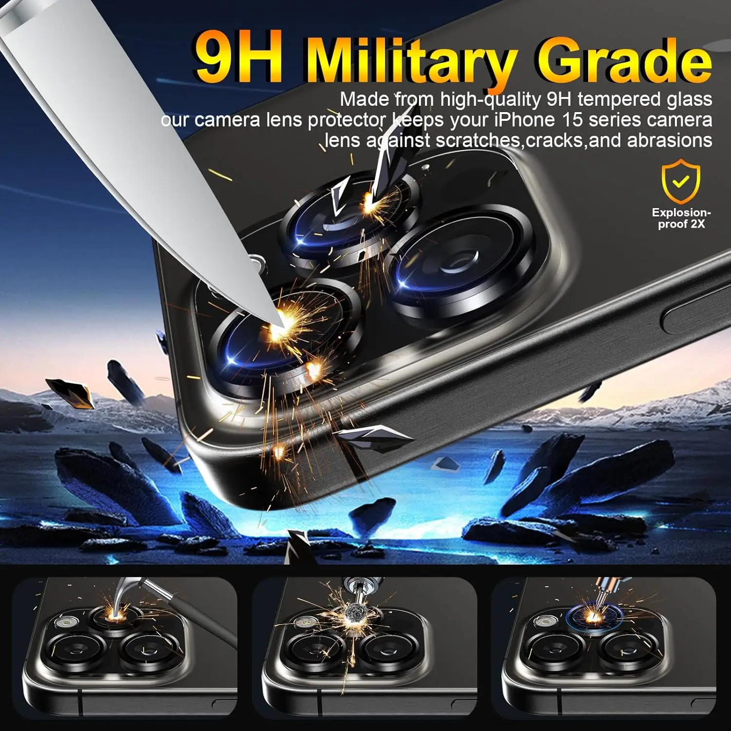 Camera Lens Protector For IPhone 15 Pro/iPhone 15 Pro Max, Screen Protector, HD Camera Protector, 9H Tempered Glass Metal Frame