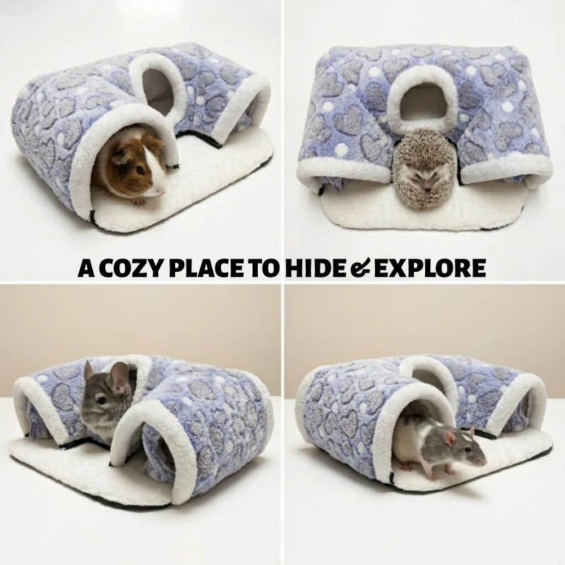 Guinea Pig Tunnel, Small Animal Hidden Tube Toy Comfortable Plush Tunnel, Suitable for Guinea Pigs and Small Pets view 5