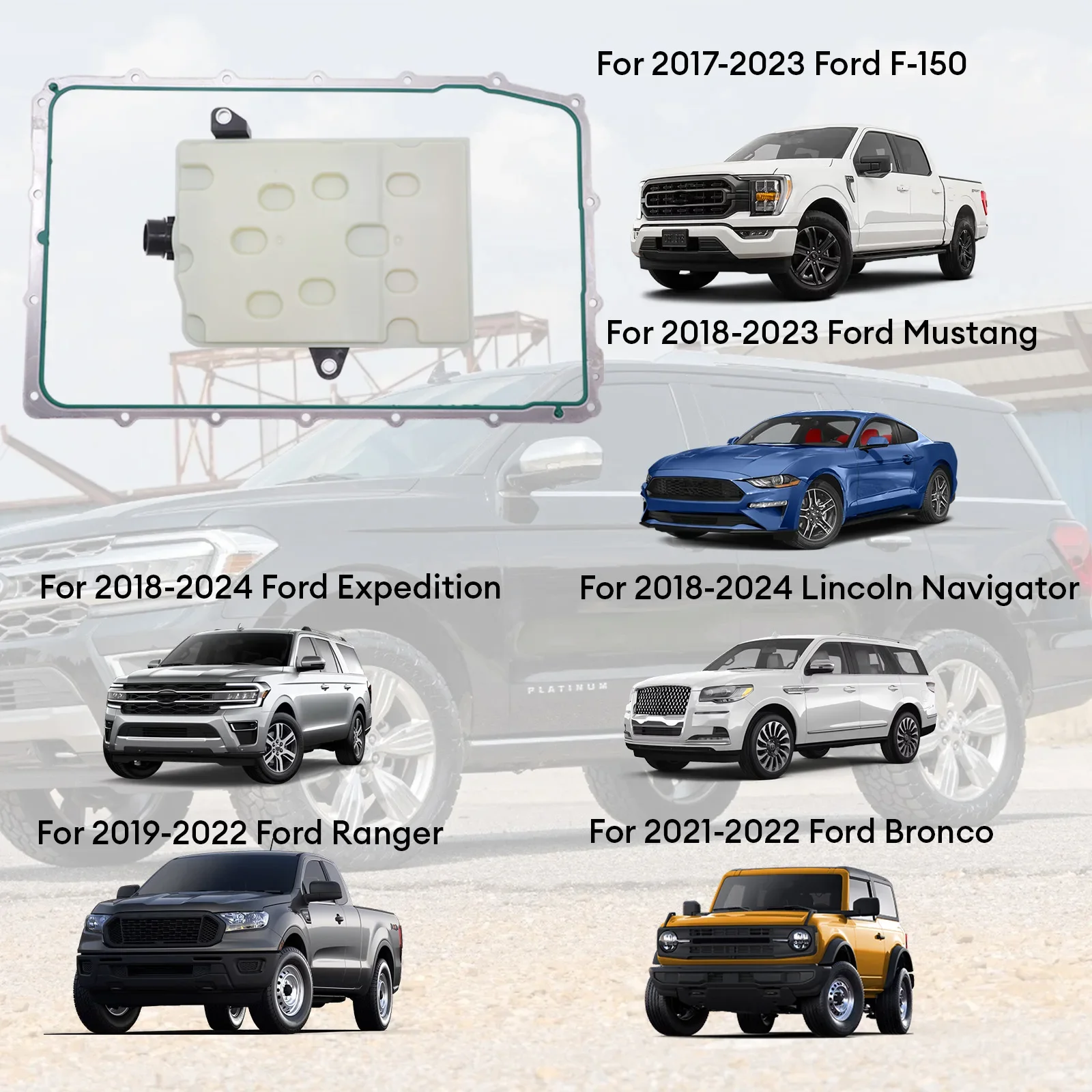 TRANSPEED 10R80 Transmission Fluid Filter & Oil Pan Gasket Kit HL3Z-7A098-A for 10 Speed Ford F-150 Ranger Bronco Mustang