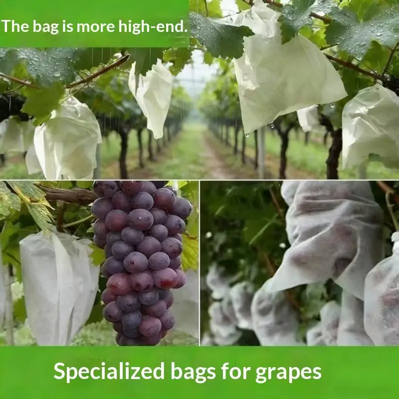 100Pcs Non Woven Grape Protective Bags Waterproof Breathable Prevent Birds Rain Damage For Orchard Home Garden Use
