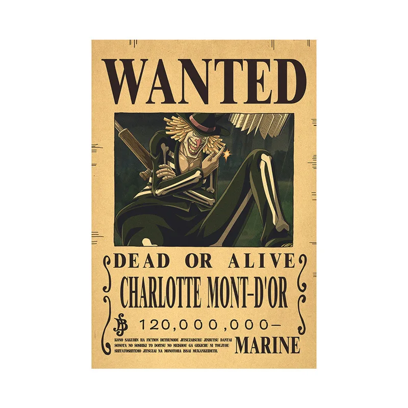 Anime One Piece Straw Hat Pirates Wanted Poster Stickers Vintage Painting Kid Bed Room Living Wall Decorate Kawaii Adult Men Toy