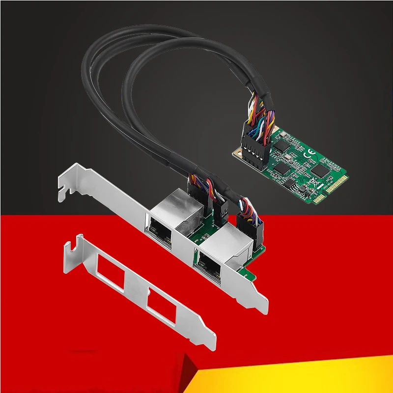 

Сетевая карта Mini PCIE на 2 порта RJ45 2,5G 2500 Мбит/с гигабитный Ethernet адаптер Lan Mini PCI Express NIC Realtek 8125B чип для ПК