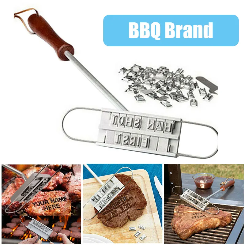 Branding Iron With 55 Letters DIY Barbecue Grilling Meat Steak Names Marking Stamp Tool BBQ Meat Soldering Iron Kitchen Gadgets