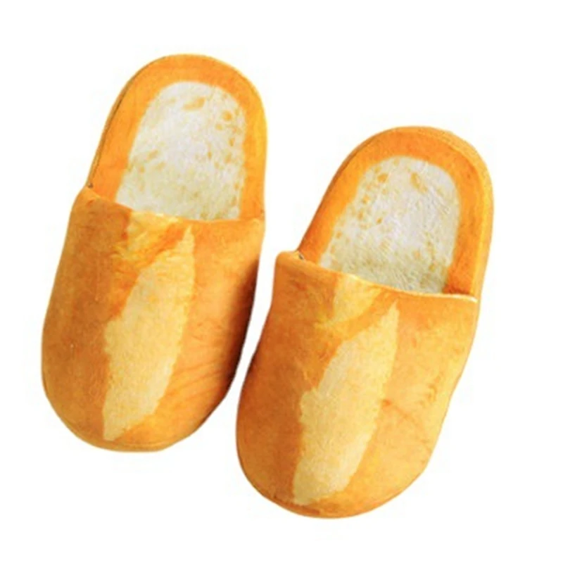 2Piece Simulation Foodie Bread Burger Anti-Slip Plush Warm Cotton Slippers Elf Shoes ,Type A(M)