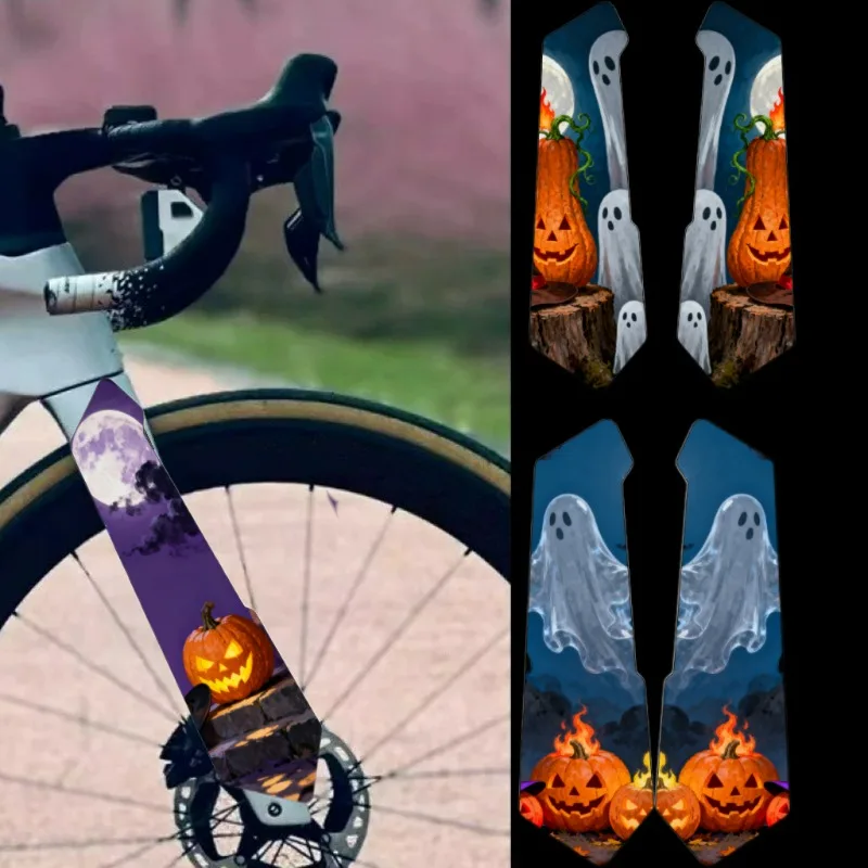 

2D плоские наклейки (2 шт./лист), наклейки для велосипедов на Хэллоуин и декоративные наклейки - прочные виниловые наклейки для вилок и рам горных и шоссейных велосипедов