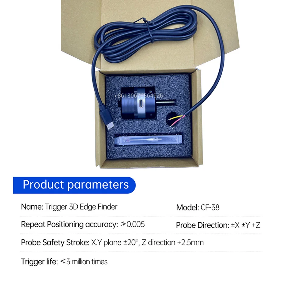 

CNC 2024 latest anti-roll 3D Touch Probe edge finder to find the center desktop CNC probe compatible with mach3 and grbl CF-38