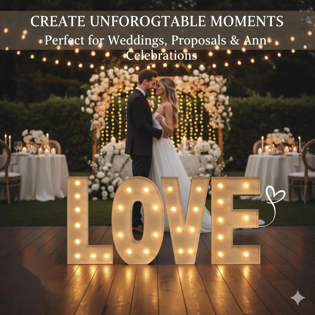 70-120cm Tall LED Letter Light Up LOVE Sign Battery Powered Marquee Decor for Wedding Proposal Anniversary Party or Romantic S
