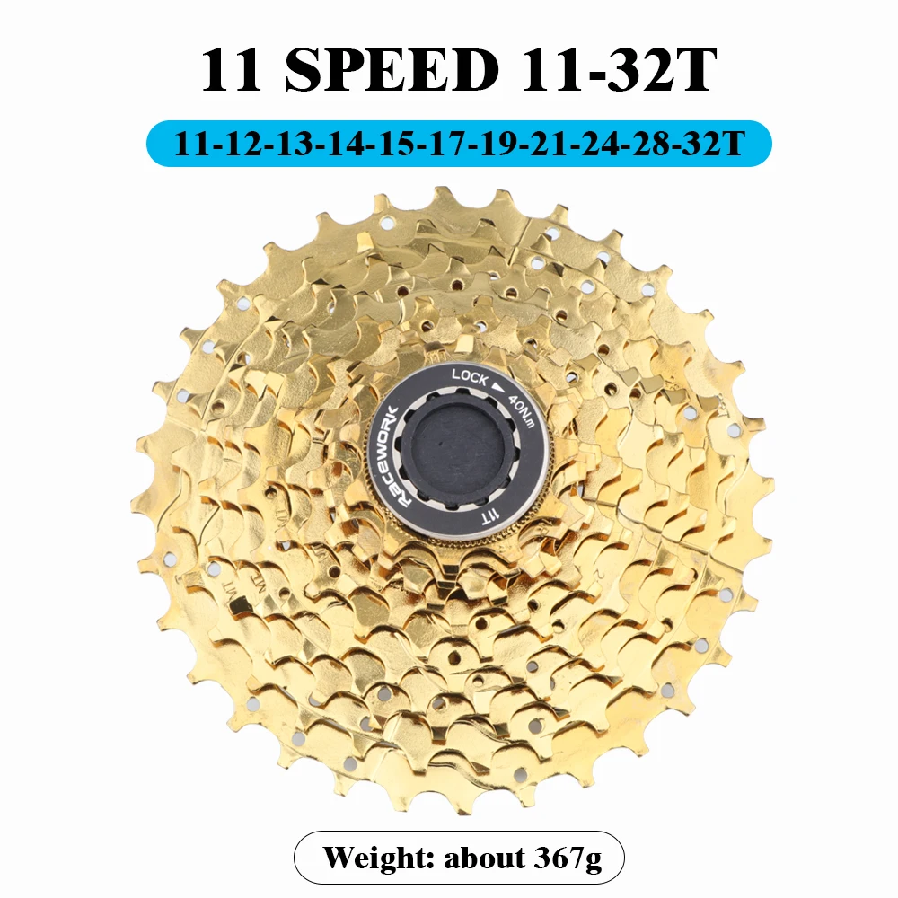 RACEWORK Rennrad 11-Gang-Kassette 28/32/34T Fahrrad 12S Freilauf Gold Silber Regenbogen Schwungrad für Shimano 105 R7000 R8000 – Detail 6