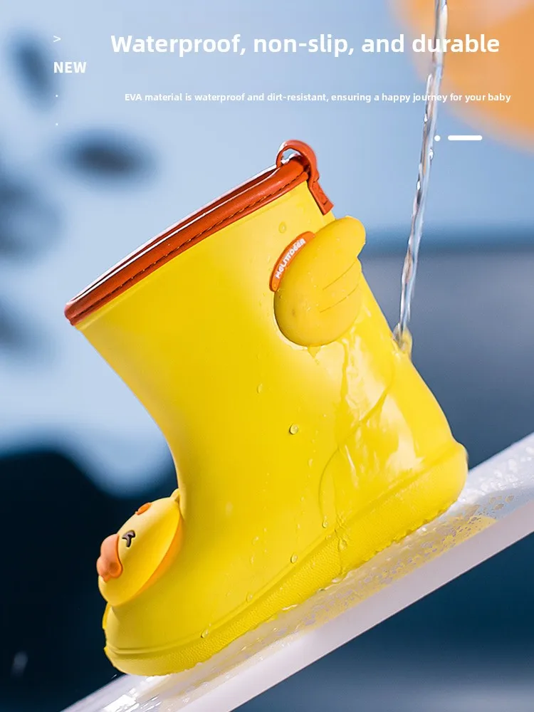 معطف مطر للأطفال مع أحذية مقاومة للماء بتصميم بطة شفاف متكامل لأطفال الروضة من الأولاد والبنات #2