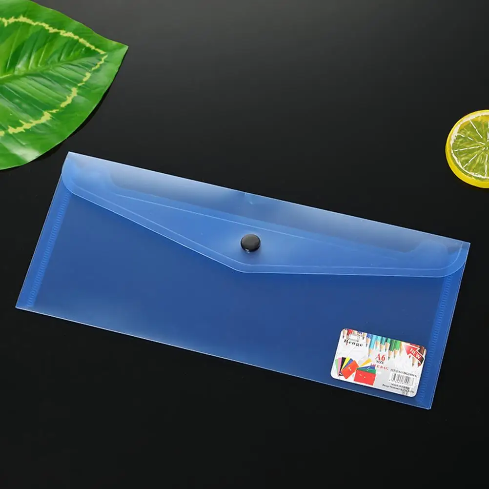 6 個のドキュメントフォルダー色付き封筒ボタンデザインプラスチッククリアポーチ軽量ポータブルストレージバッグファイルアーカイブ用