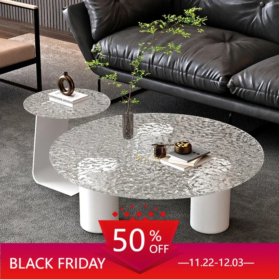 Design Dining Coffee Table Stolik Aesthetic Marble White Glass Side Table Dining Gloss Kawowy Furniture Italian mesa Furniture