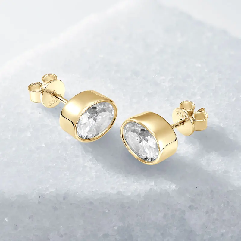 IOGOU 1.5CT D Color Certified Oval Cut Moissanite Diamond Stud Earrings for Women 925 Sterling Silver Simple Wedding Jewelry
