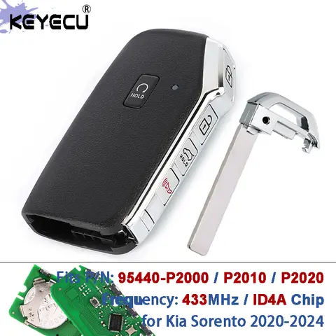 KEYECU 95440-P2000 95440-P2010 433MHz 4A Chip Proximity Keyless-Go Smart Remote Car Key Fob for Kia Sorento 2020 2021 2022 2024