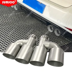 SUMSOO 1PCS 무광택 스테인레스 스틸 이중 배기 팁 범용 배기 시스템 머플러 팁 H 유형 노즐 골프 R MK7 GTI 배기