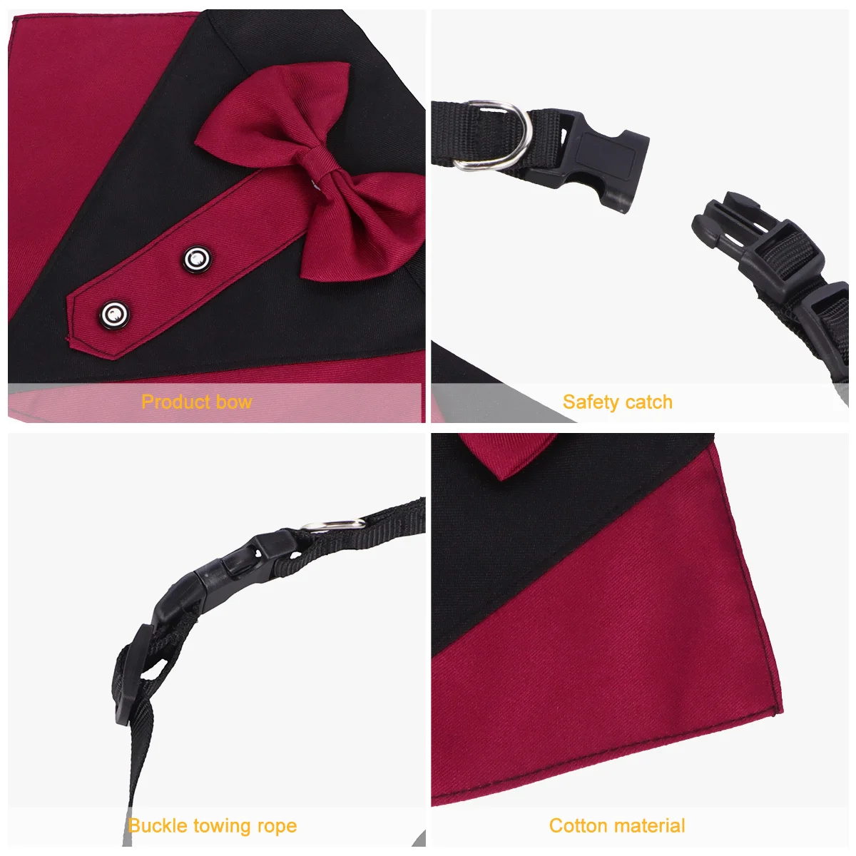 

1Set Pet Bandana Drool Bib Dog Collar Bow Tie Durable Cotton Stylish Pet Bib for Eating Outdoor Use Dog Saliva